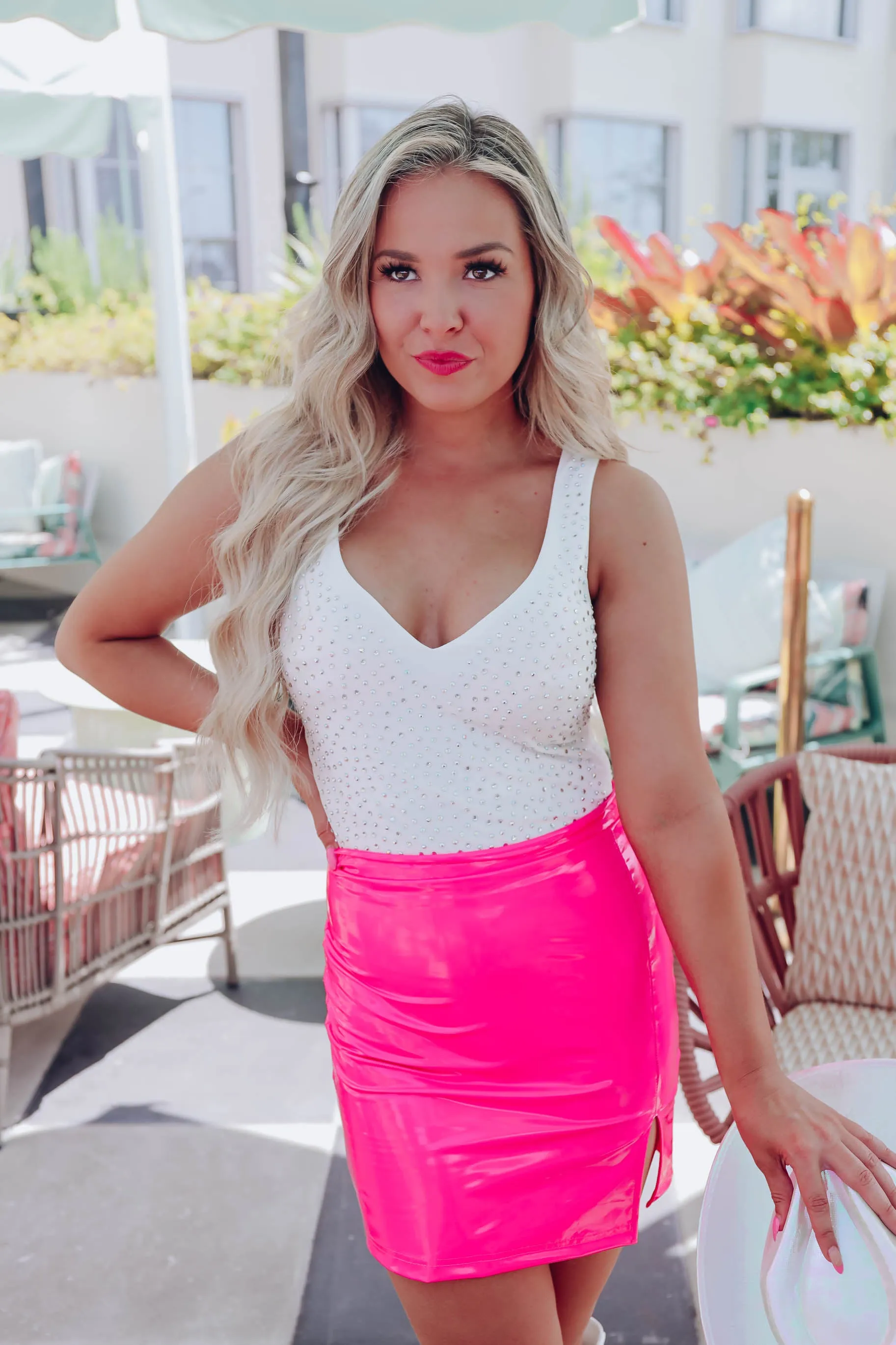 Pop And Pizzazz PU Mini Skirt - Pink