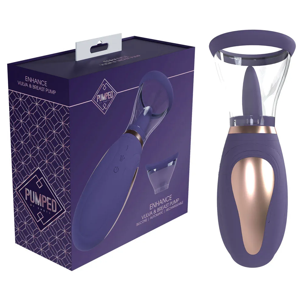 PUMPED Enhance Auto Vulva & Brest Pump - Purple - Purple USB Rechargeable Ladies Pump