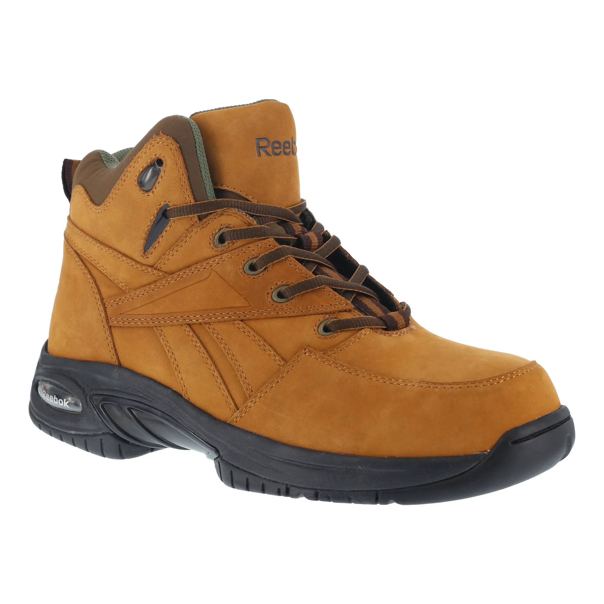 Reebok Mens Tan Leather Athletic Hi Top Hiker Boots Tyak Composite Toe