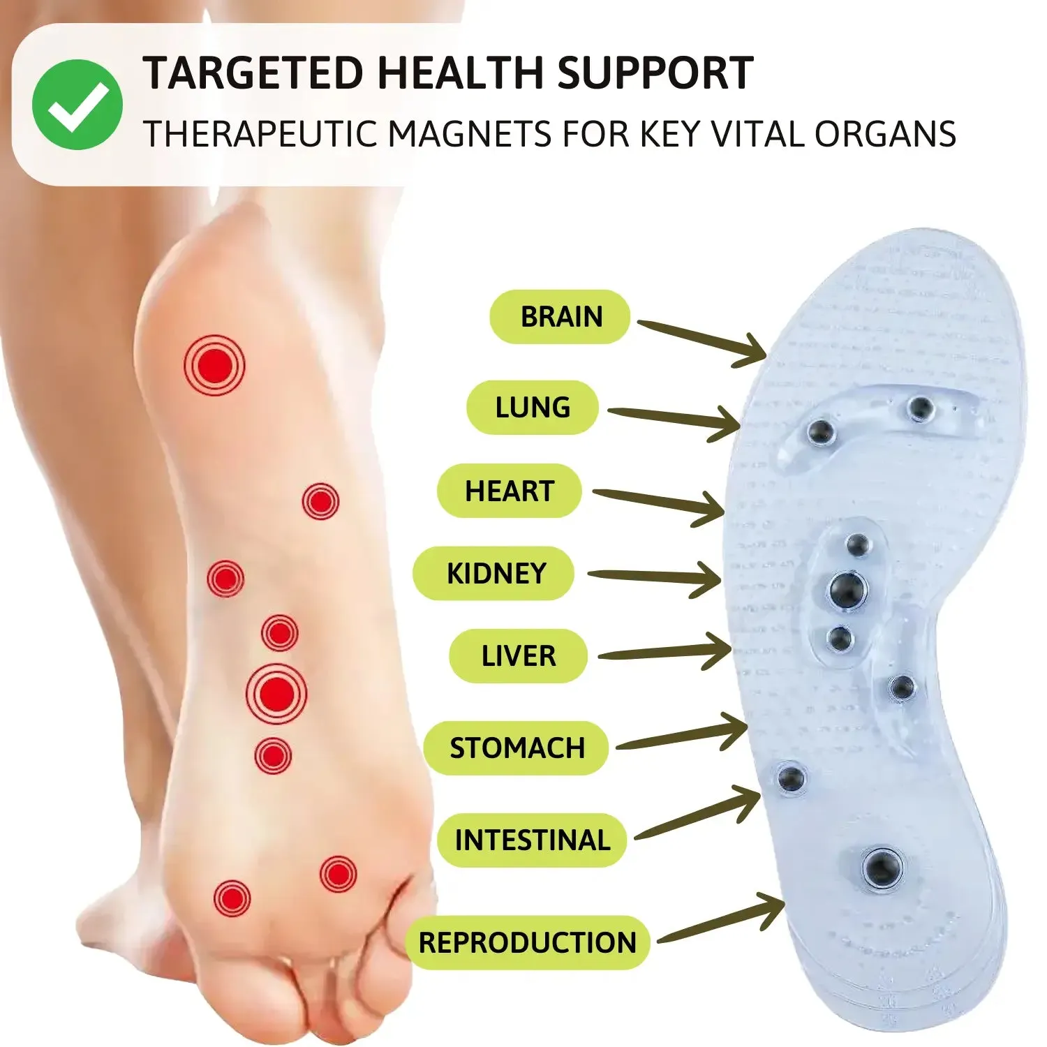 Relax Magnetic Insoles - Reduce Pain by Stimulating Acupressure Points