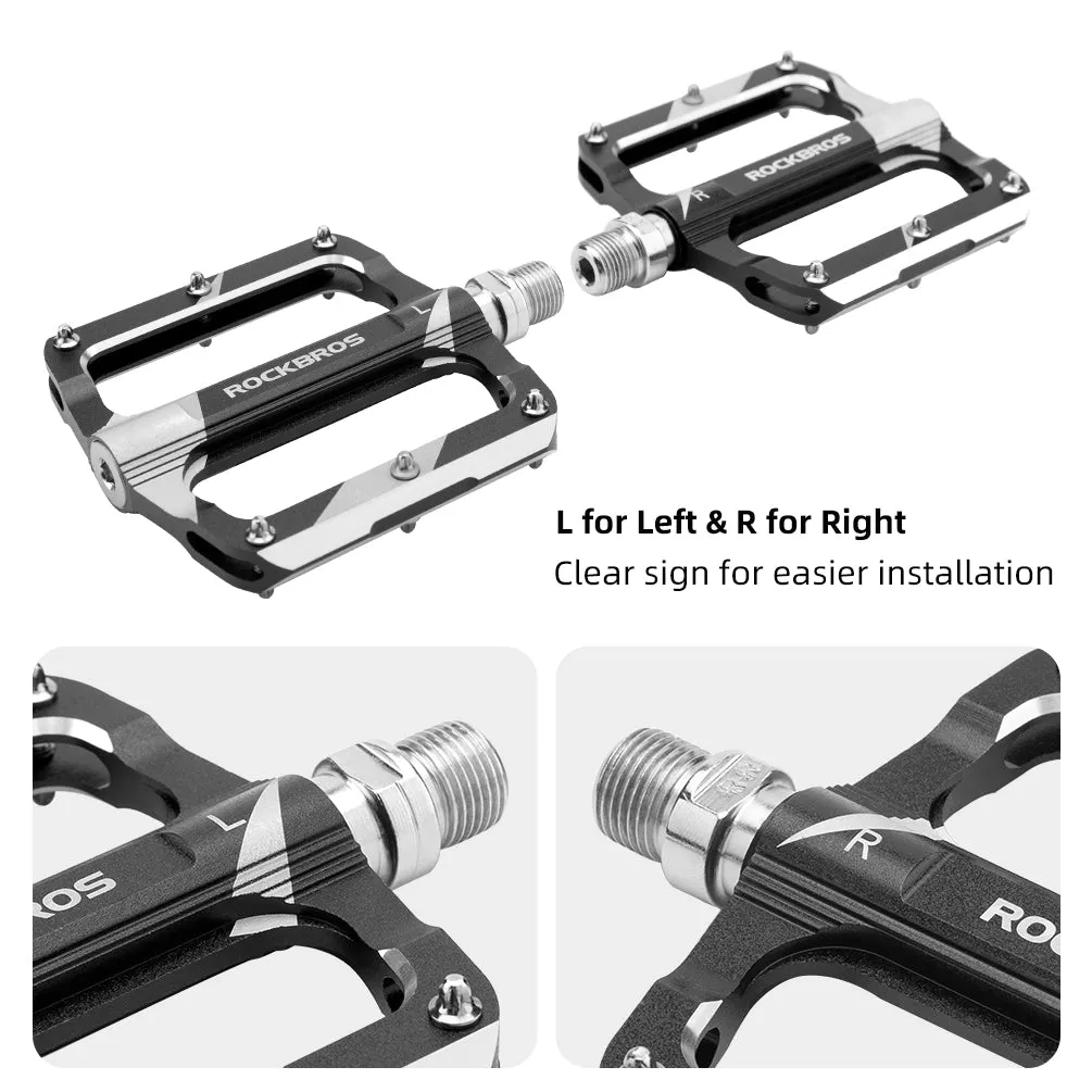 ROCKBROS Mountain MTB Bike Pedals Flat Bicycle 9/16 Lightweight Carbon Fiber Sealed Bearing Alloy Flat