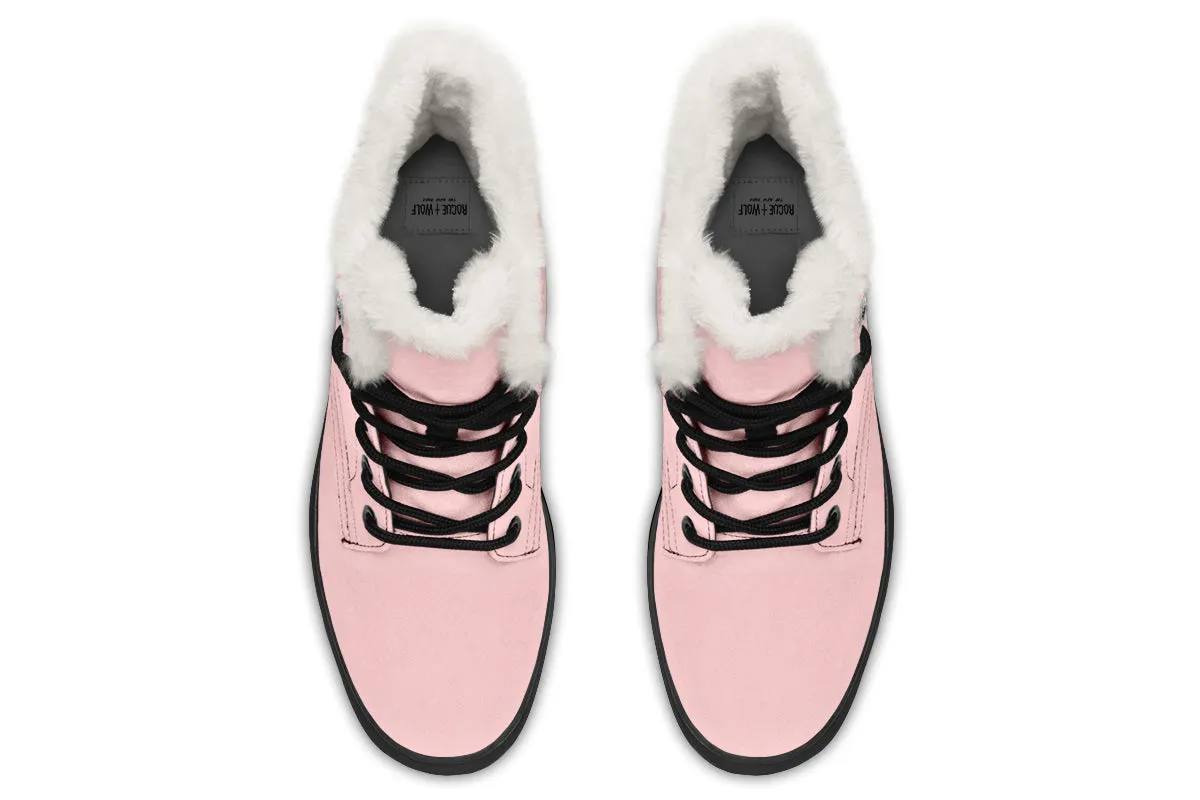 Rose Quartz Winter Boots - Warm Micro-Suede Doc-Style Boots Lined with Vegan Wool