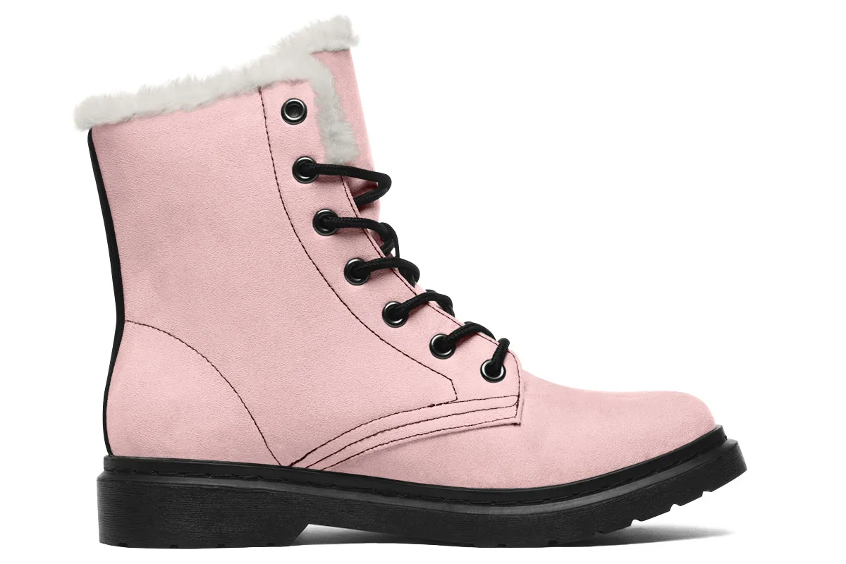 Rose Quartz Winter Boots - Warm Micro-Suede Doc-Style Boots Lined with Vegan Wool