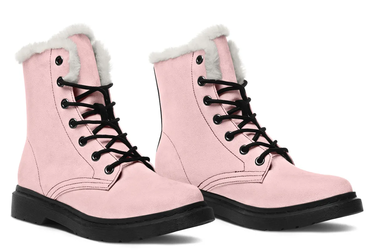 Rose Quartz Winter Boots - Warm Micro-Suede Doc-Style Boots Lined with Vegan Wool