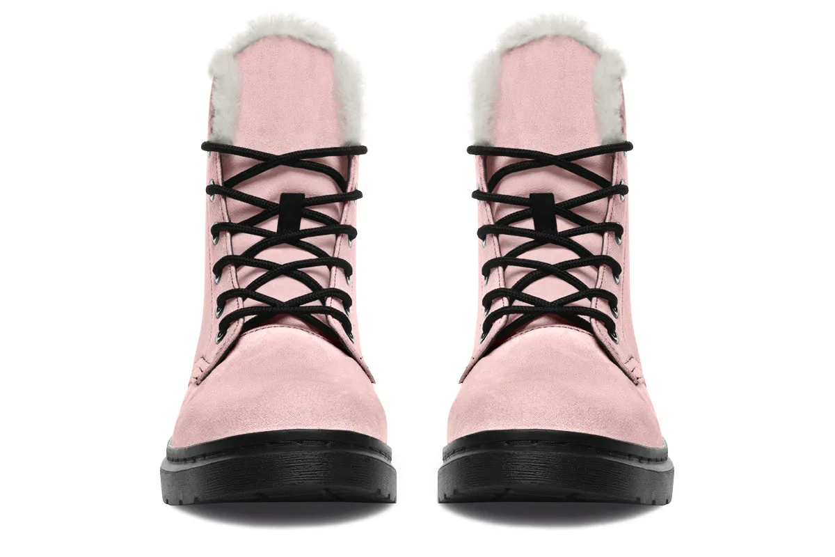 Rose Quartz Winter Boots - Warm Micro-Suede Doc-Style Boots Lined with Vegan Wool