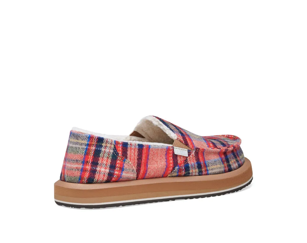 Sanuk Donna ST Plaid Chill Shoe-Red Multi