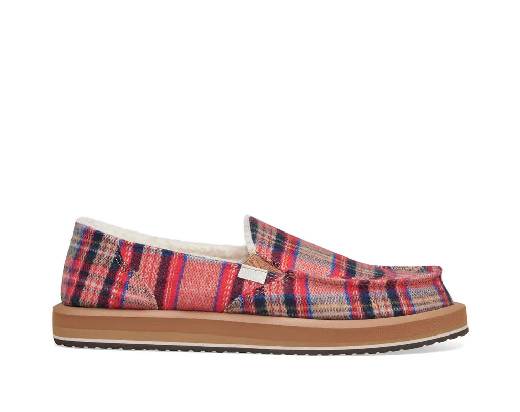 Sanuk Donna ST Plaid Chill Shoe-Red Multi