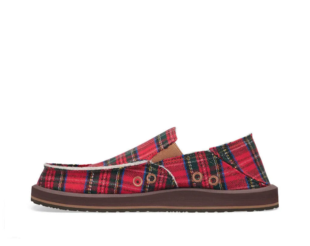 Sanuk Mens Vagabond ST Plaid Chill Red Multi