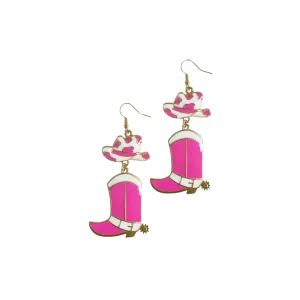 Southern Grace Women's Western Enamel Pink Earrings