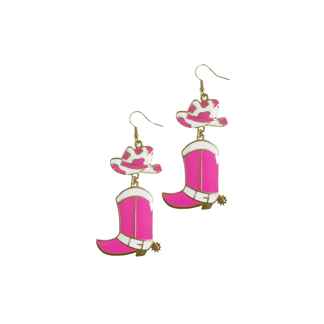 Southern Grace Women's Western Enamel Pink Earrings