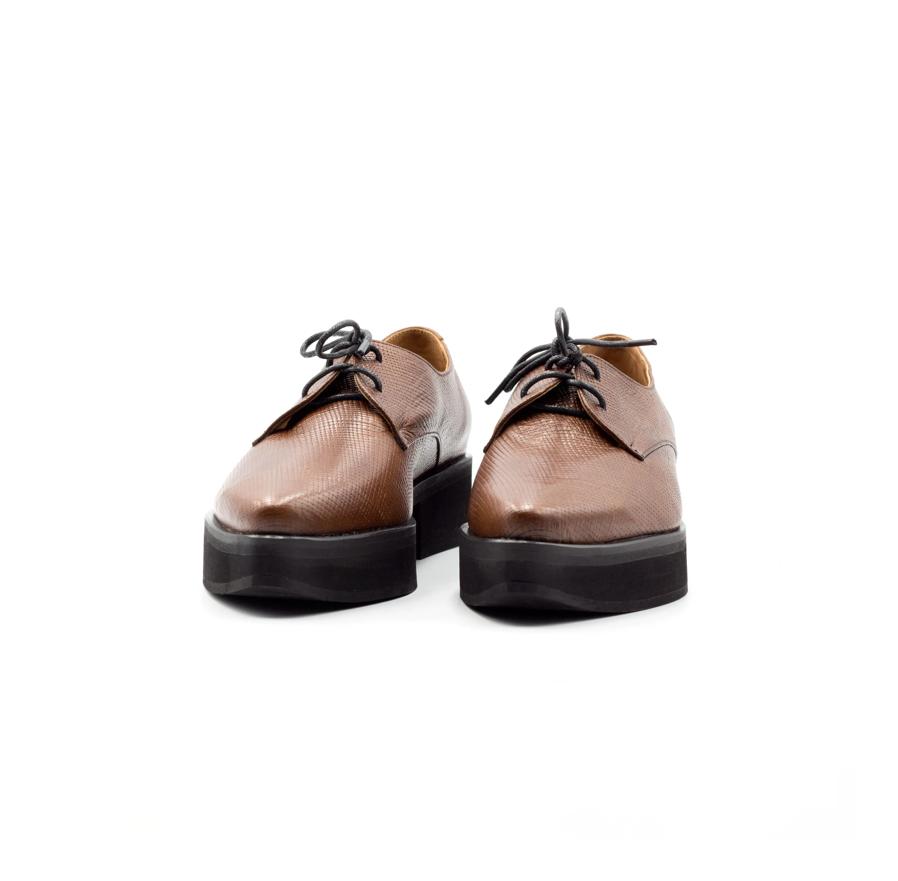 Stockholm - Brown leather platform shoes