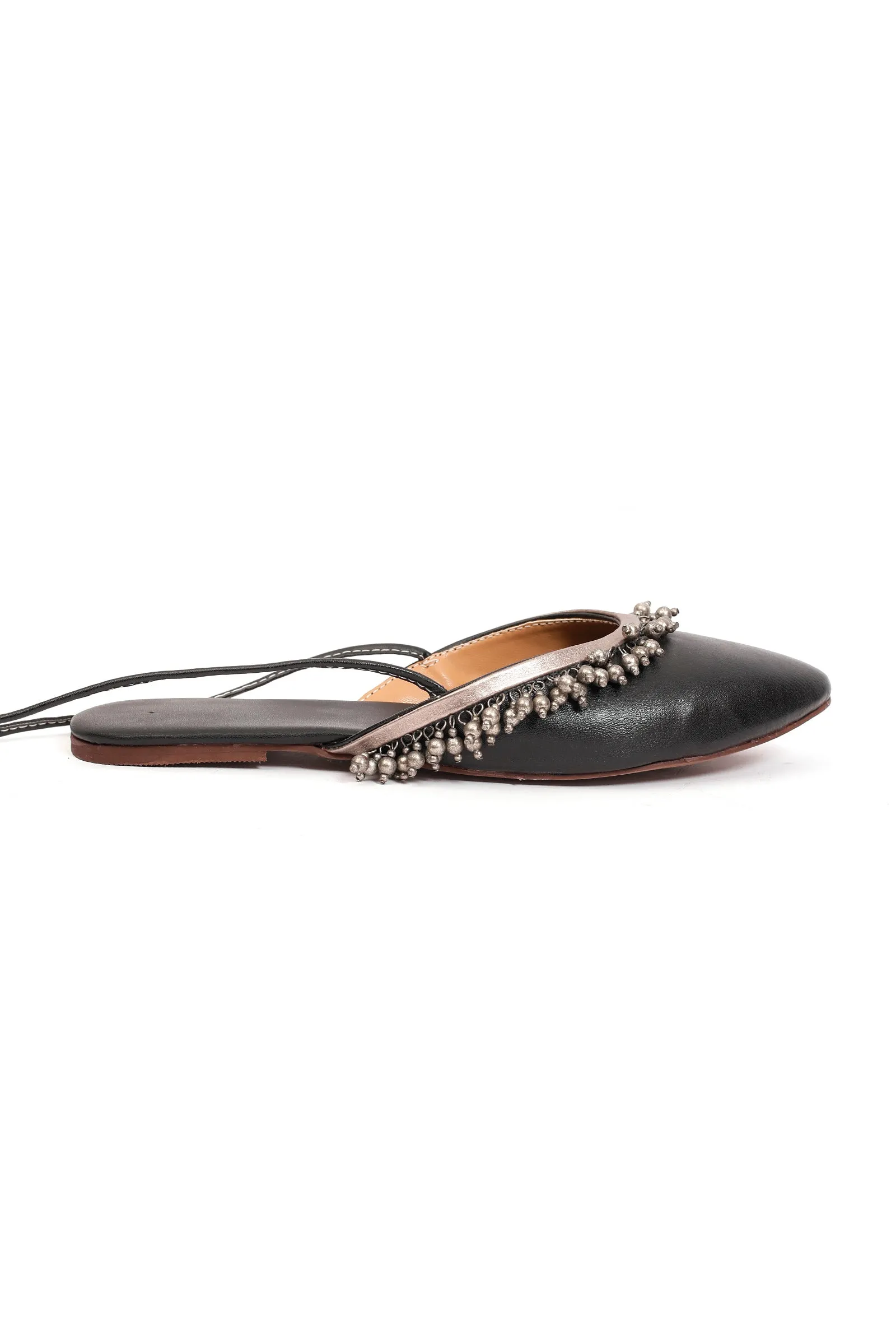 Tahira Black Ghungroo Tie up Mules