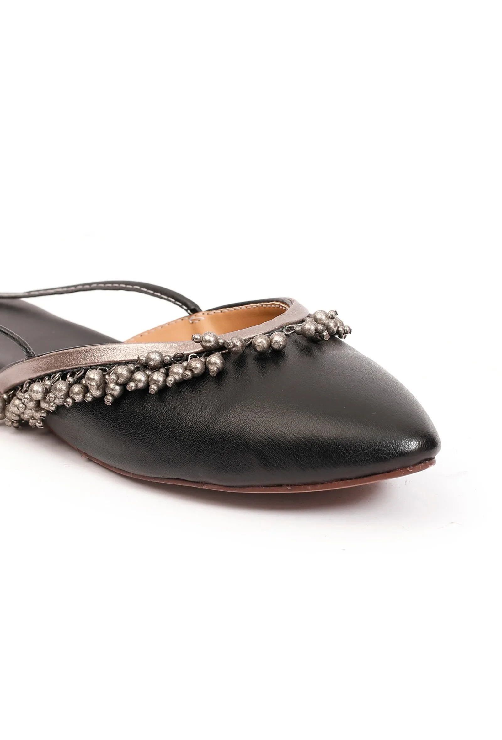 Tahira Black Ghungroo Tie up Mules