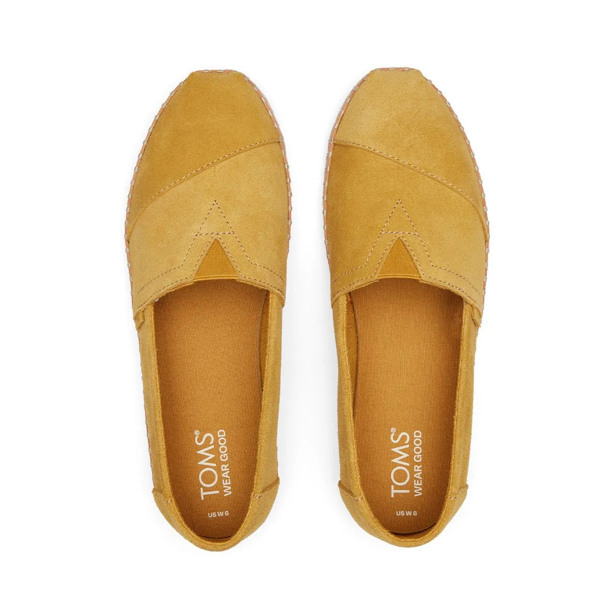 TOMS Espadrille Alpargata Leather Wrap Women - Amber Gold Suede Canvas