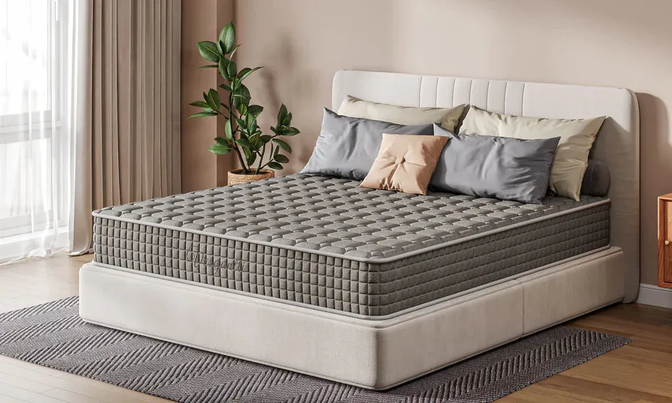 Vesgantti 8 Inch Multilayer Hybrid Mattress - Ergonomic Design Medium Firm Grey