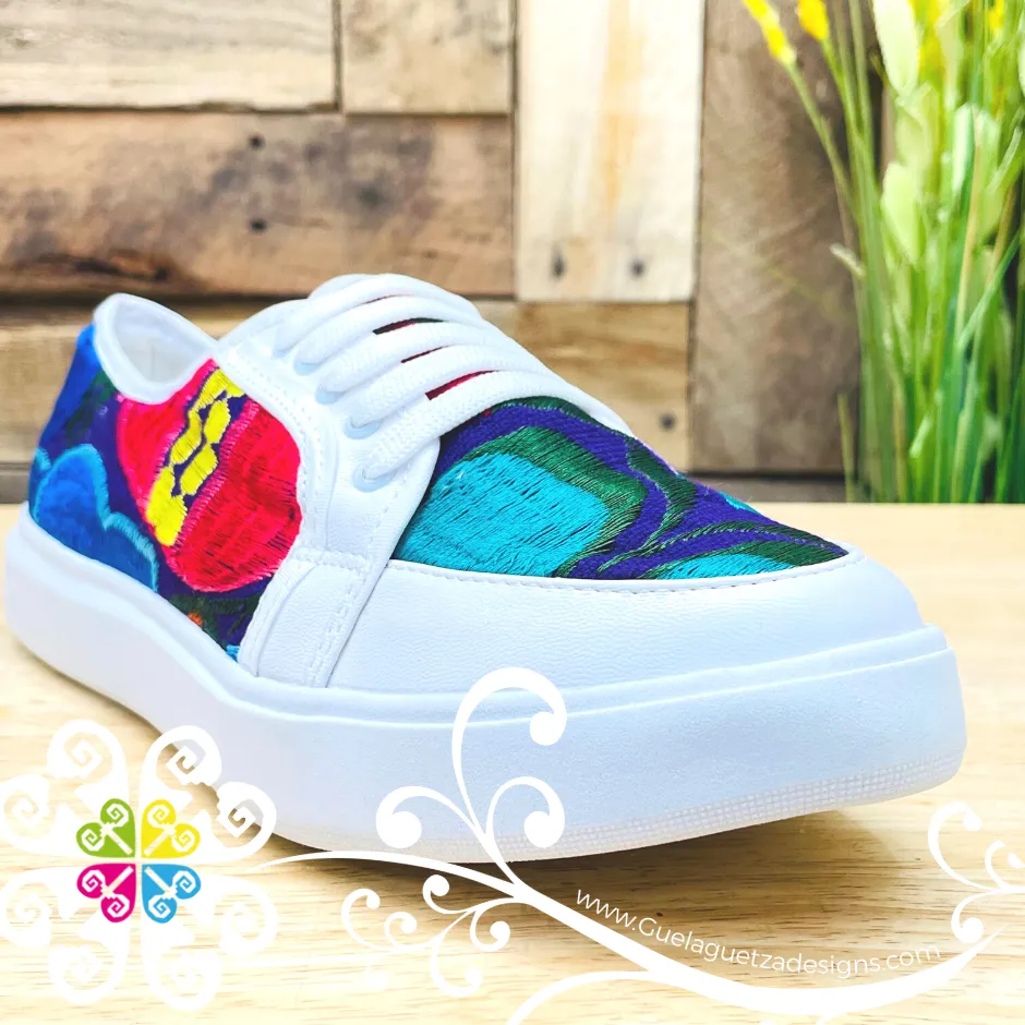 White Women Sneakers - Embroider Tennis Shoes