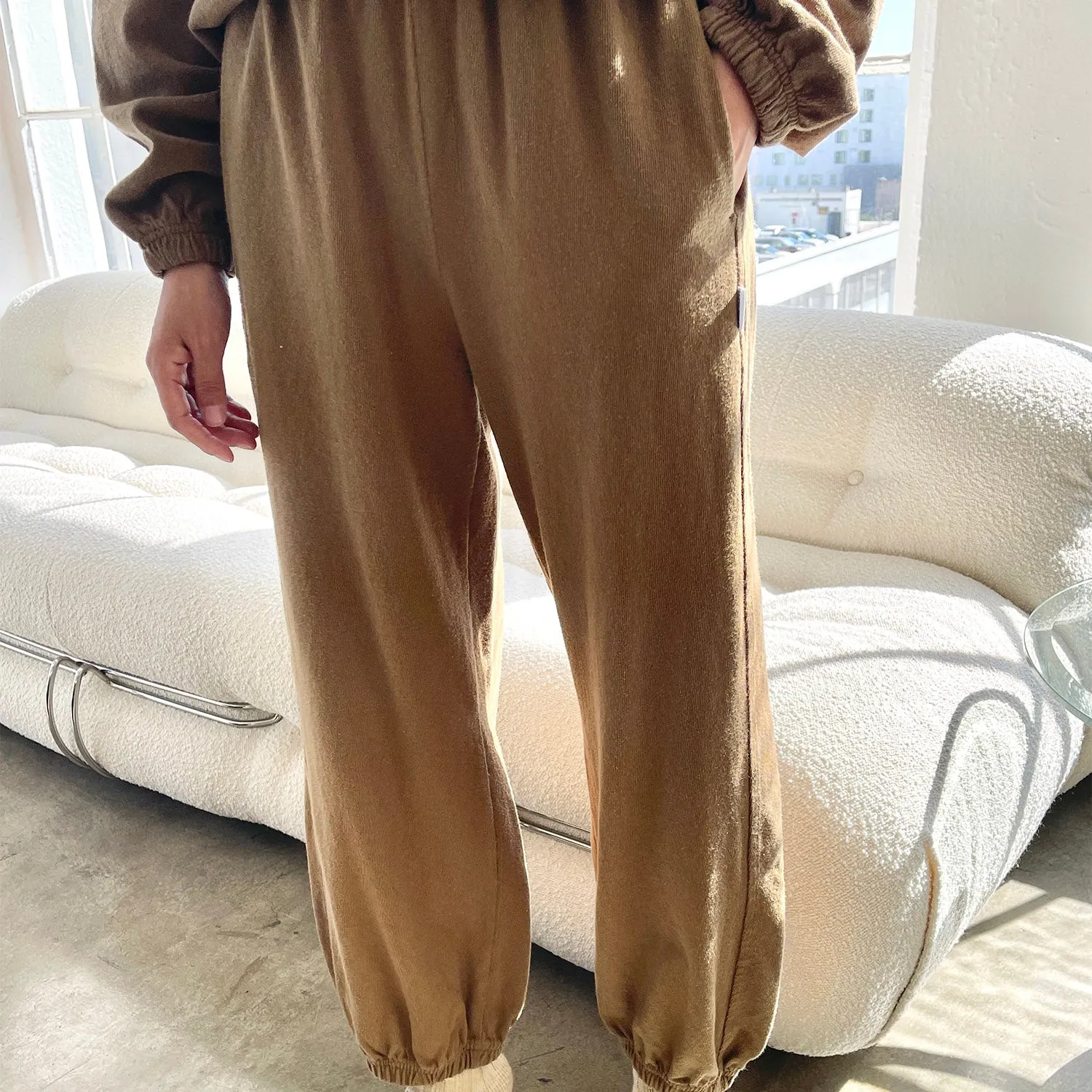 Womens Cotton Balloon Pants - Tobacco