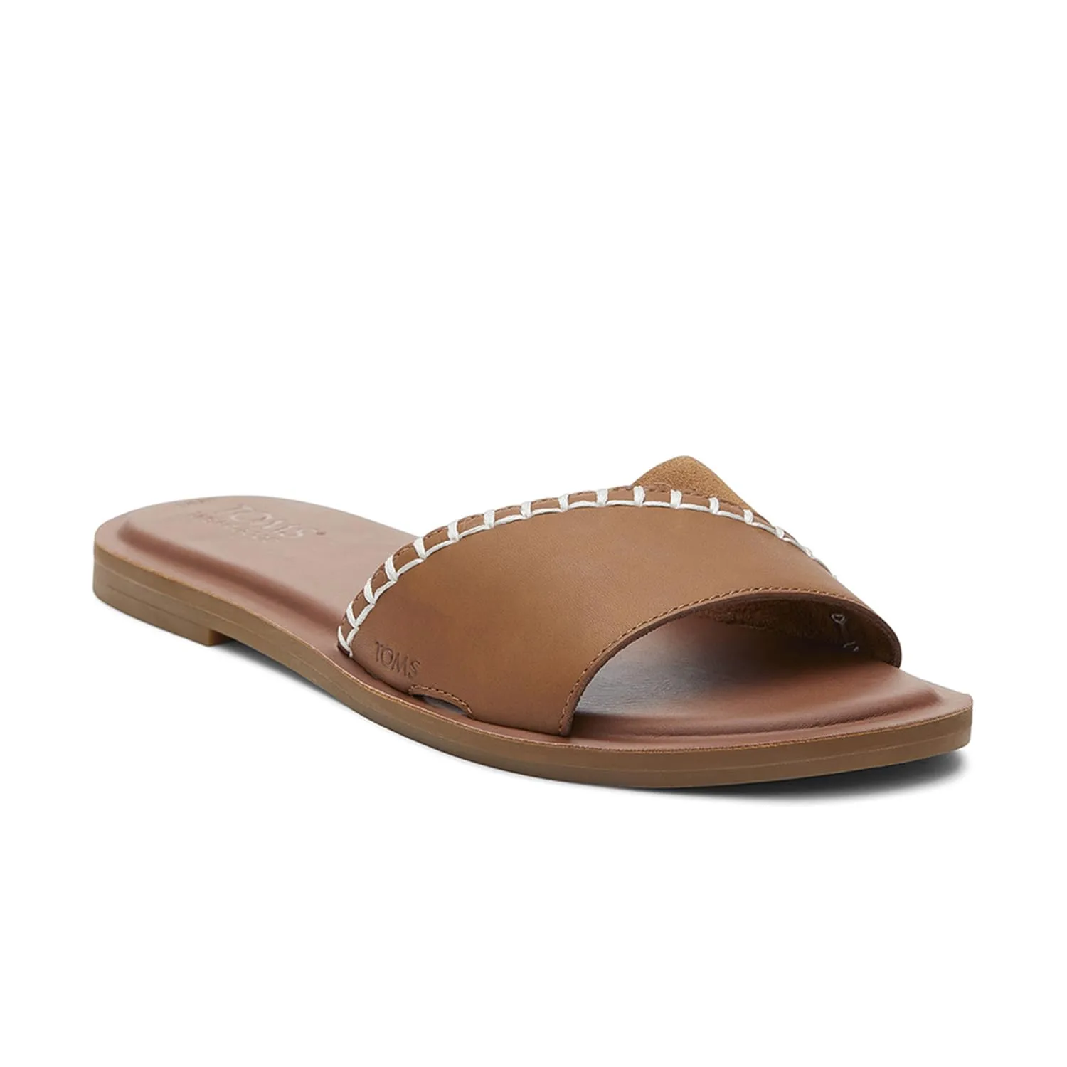 Women's Shoes TOMS SHEA Leather Slide Sandals 10020819 TAN