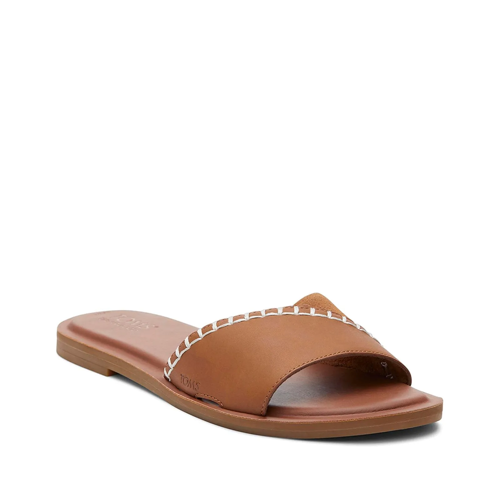 Women's Shoes TOMS SHEA Leather Slide Sandals 10020819 TAN