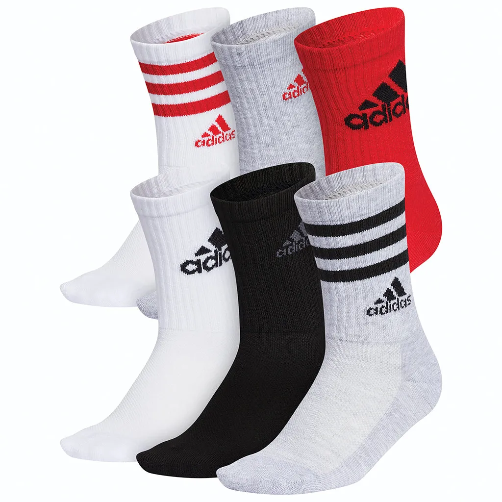 Youth Adidas 6 Pk Crew Socks